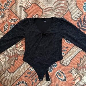 American Eagle Long Sleeve Glitter Bodysuit